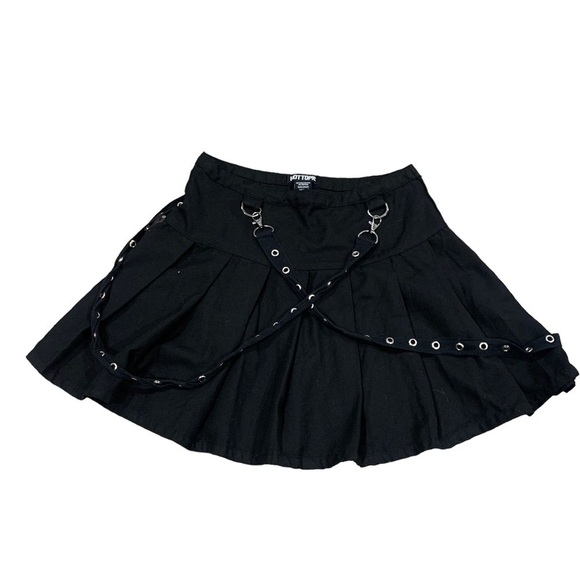 Hot Topic pleated suspender skirt black grommet size small - Picture 3 of 8